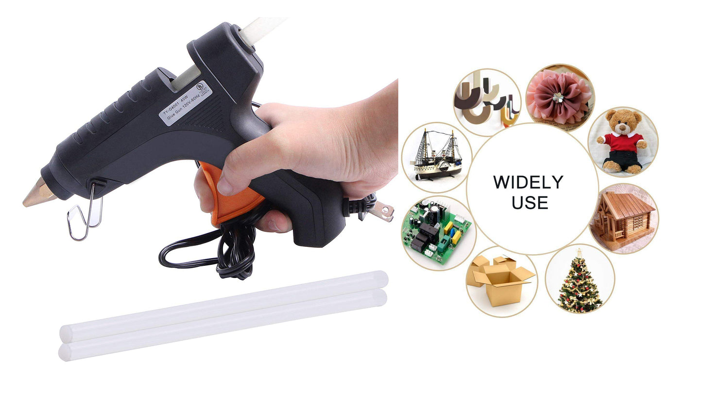 Hot Melt Plastic Glue Gun with 2 Glue Sticks for School Kids Art Craft Home Industrial Use Decorating Purpose - HTGLVEGN