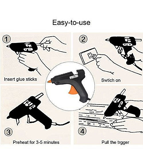 Hot Melt Plastic Glue Gun with 2 Glue Sticks for School Kids Art Craft Home Industrial Use Decorating Purpose - HTGLVEGN