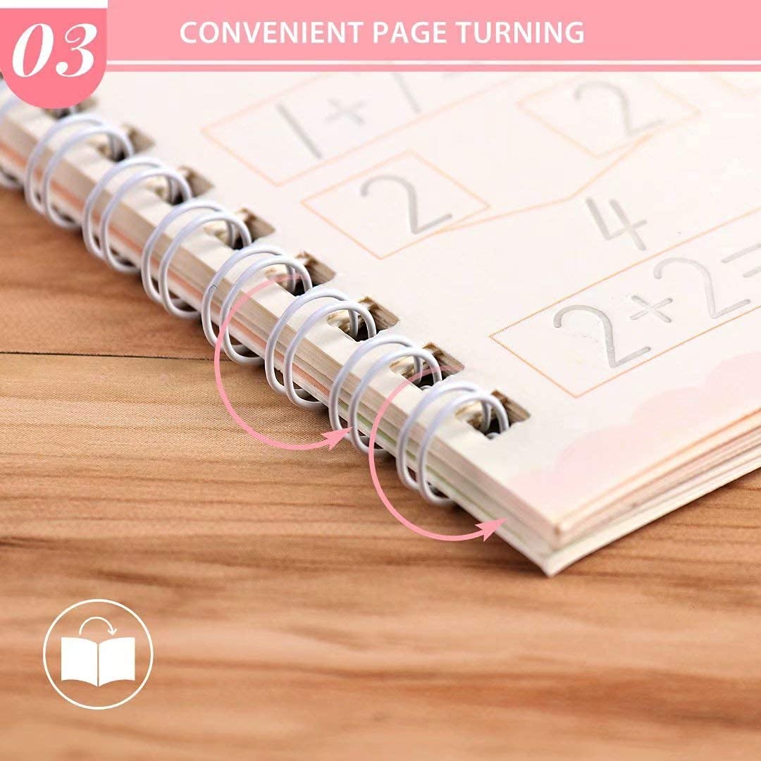 Magic book for kids Number & Letter Practice Copy Book Boys,Girls (4 Book+ 10 Refill + 1 Pen + 1 Grip)