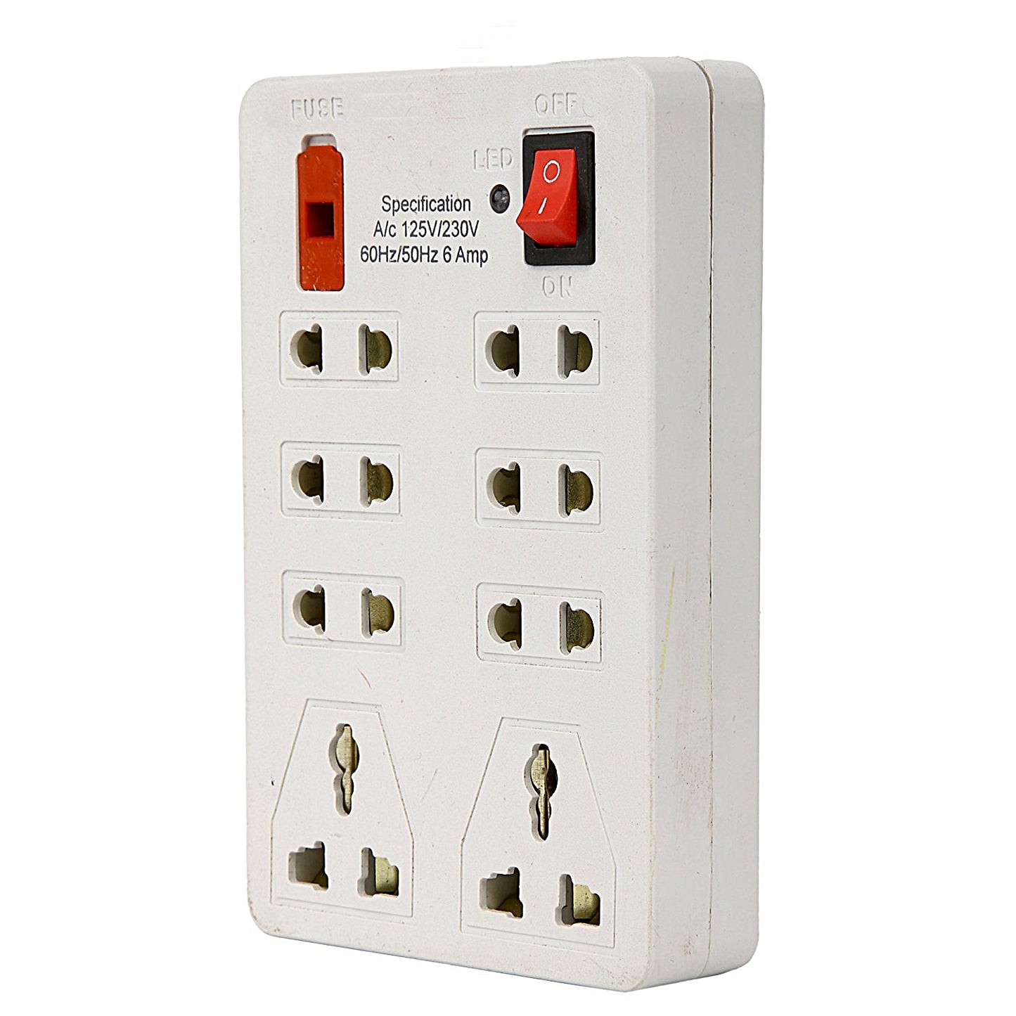 Mini Strips Extension Board 8 Plug Point Plastic Extension Board with Fuse