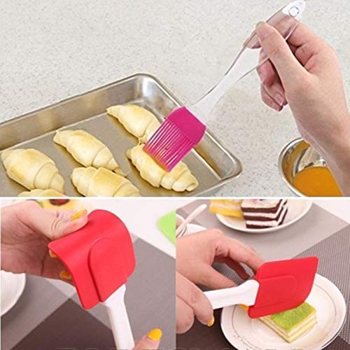 Silicone Non-Stick Spatula and Brush with 8 Piece Measuring Cup & Spoon Set for Cooking Baking - CMMSRSLC