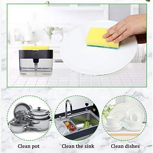 2 in 1 Soap Liquid Dispenser Pump and Sponge With Microfibre Wash Dust Cleaning Gloves - CMSPDFBR