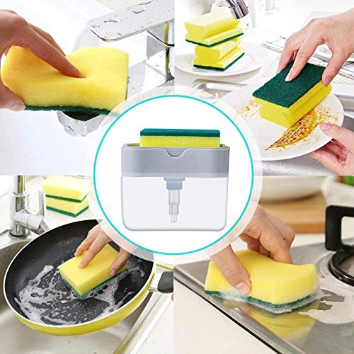 2 in 1 Soap Liquid Dispenser Pump and Sponge With Microfibre Wash Dust Cleaning Gloves - CMSPDFBR