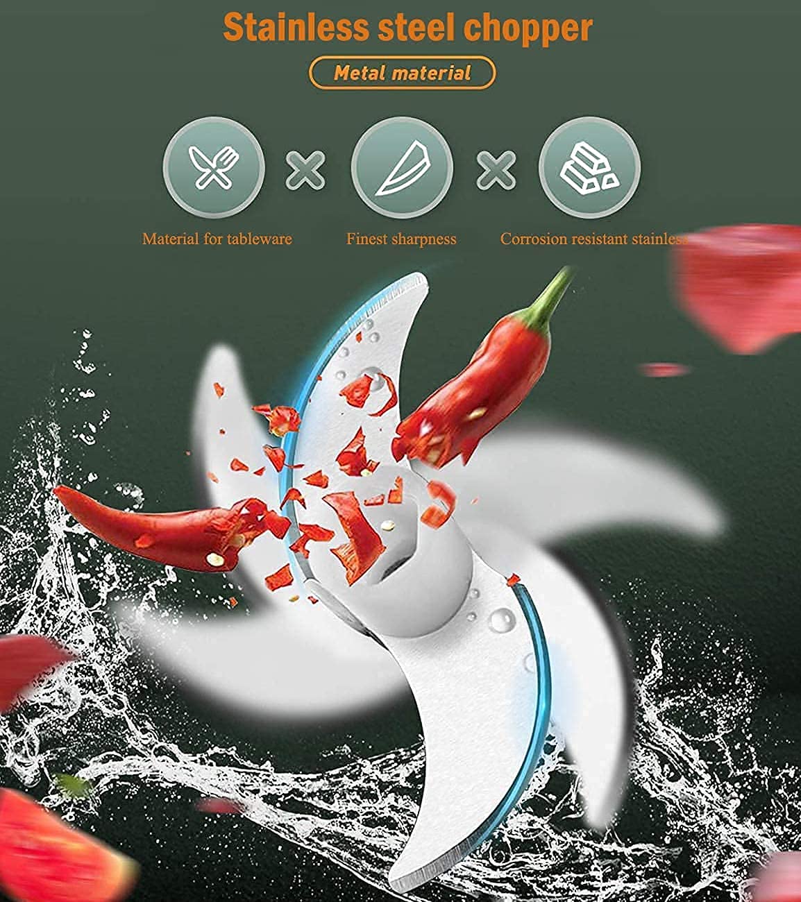 Portable USB Rechargeable Electric Fruit Vegetable Onion Garlic Cutter Food Speedy Chopper Slicer, Food Processor (250 ml) - SPDCOP-ELC