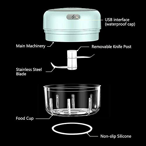 Portable USB Rechargeable Electric Fruit Vegetable Onion Garlic Cutter Food Speedy Chopper Slicer, Food Processor (250 ml) - SPDCOP-ELC