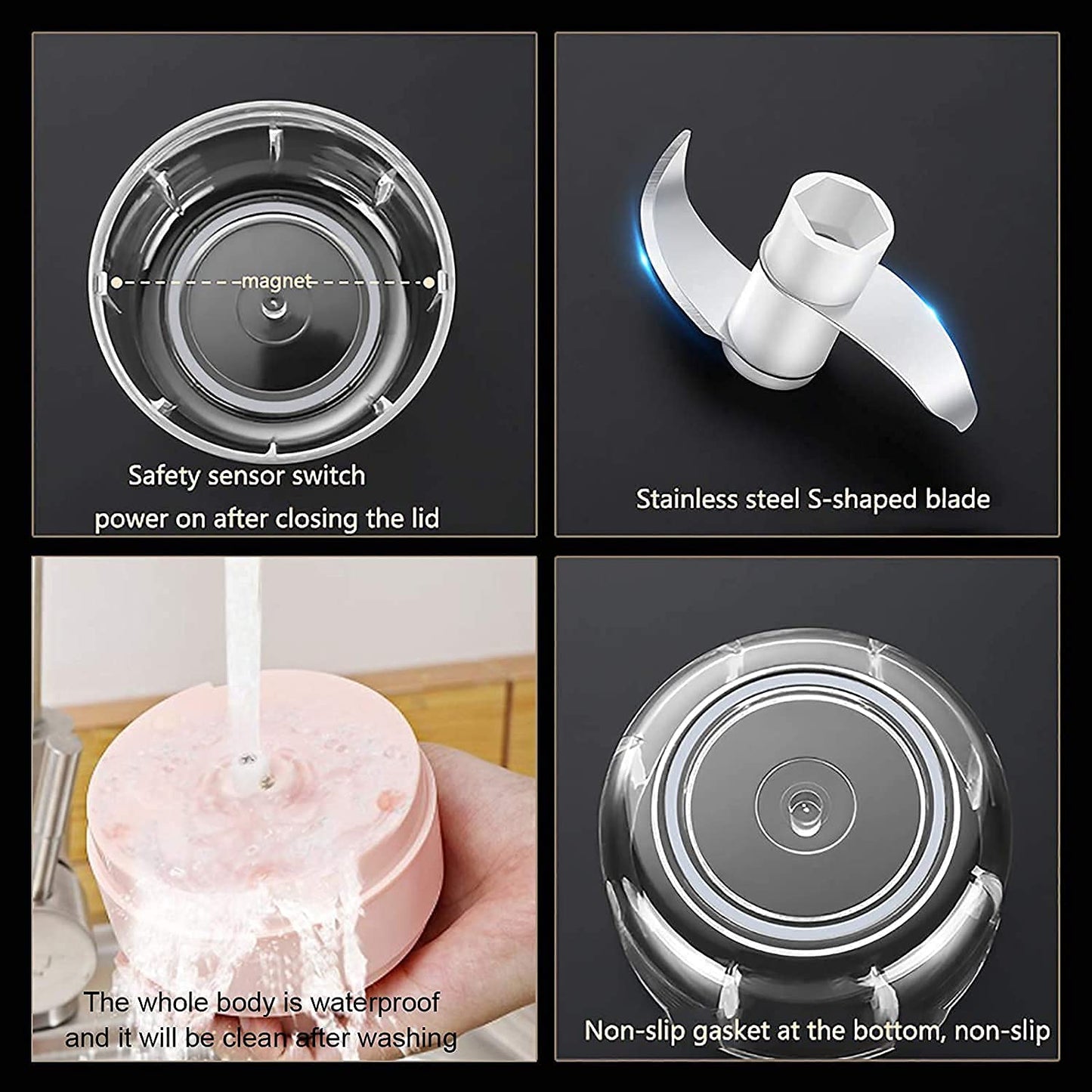 Portable USB Rechargeable Electric Fruit Vegetable Onion Garlic Cutter Food Speedy Chopper Slicer, Food Processor (250 ml) - SPDCOP-ELC