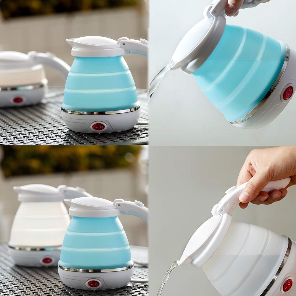 Travel Foldable Electric Kettle 750 ml Portable Electric Kettle with Boil Dry Protection, Food Grade Silicone and Dual Voltage - TRVKTTLE2L