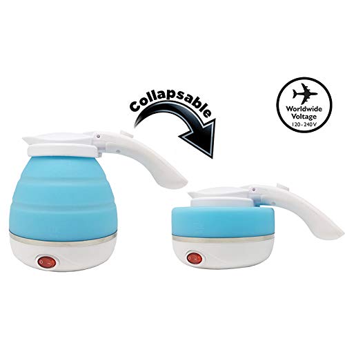 Travel Foldable Electric Kettle 750 ml Portable Electric Kettle with Boil Dry Protection, Food Grade Silicone and Dual Voltage - TRVKTTLE2L