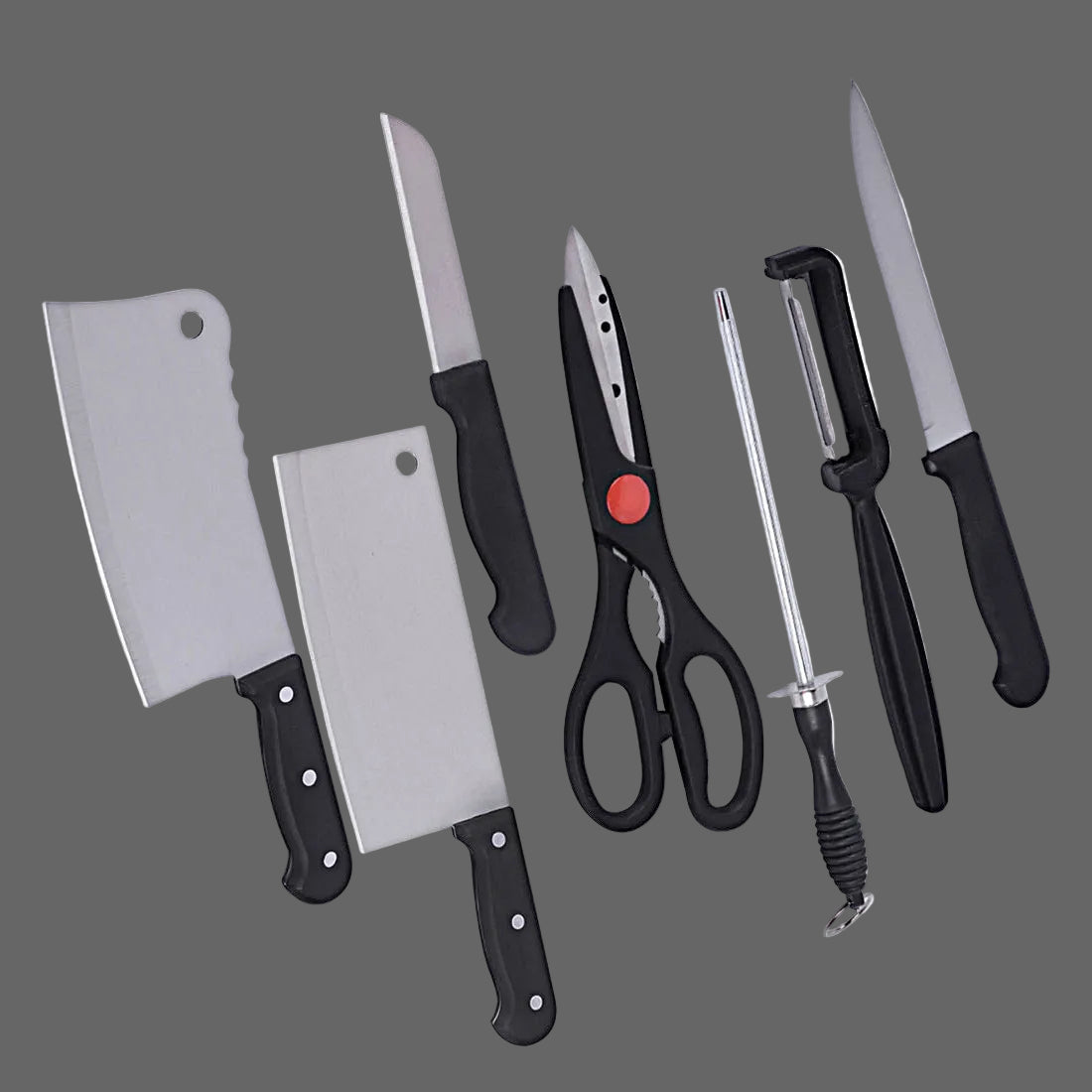 Charcoal Barbeque Grill with Kitchen Knife Set