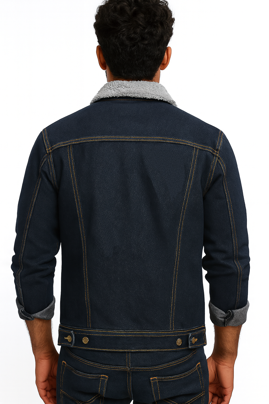 Men Regular Fit Washed Full Sleeve Toned Denim Jacket - JK-470-FUR