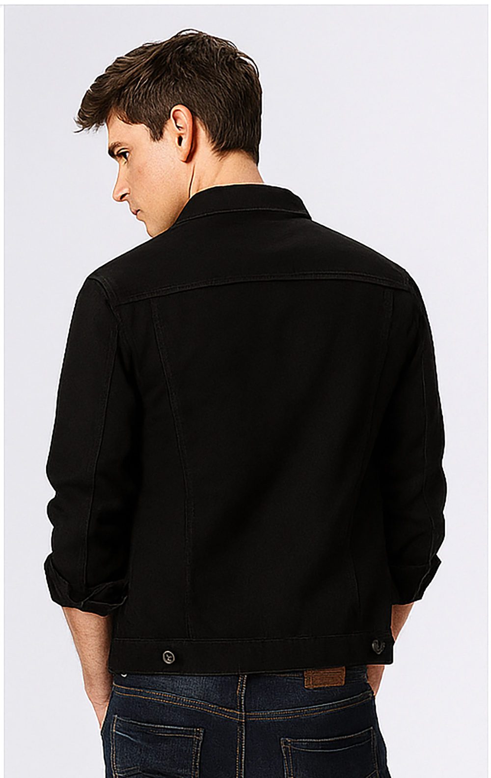 Men Regular Fit Washed Full Sleeve Toned Denim Jacket - JK-471-BK