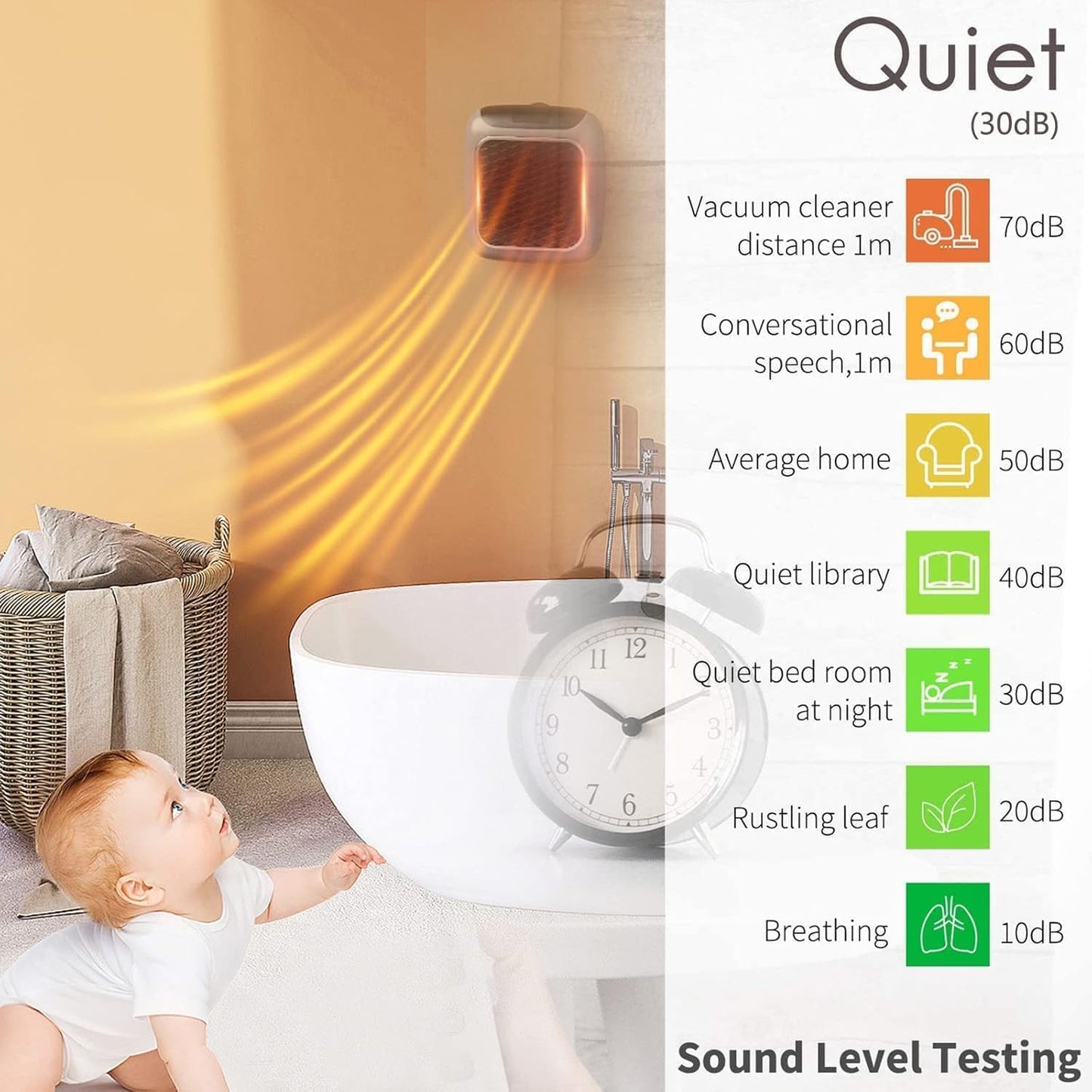800W Portable Plug-In Space Heater with Digital Thermostat & Timer – Compact Wall Socket Mini Heater, Fast Heating, Energy Efficient, Silent Operation for Bedroom, Office & Bathroom (220V)