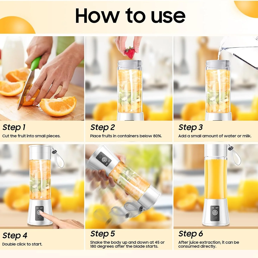 Portable USB Electric Juicer & Blender With 6 Stainless Steel Blades