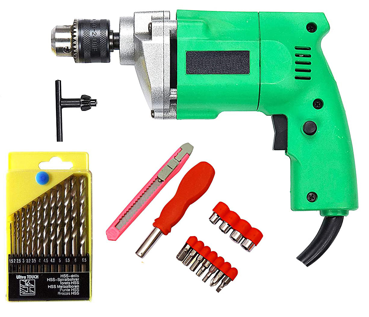 Shopper52 10mm Powerful Electric Drill Machine with 13Pcs Drill Bit Set and Toolkit - DRL13PBTK223