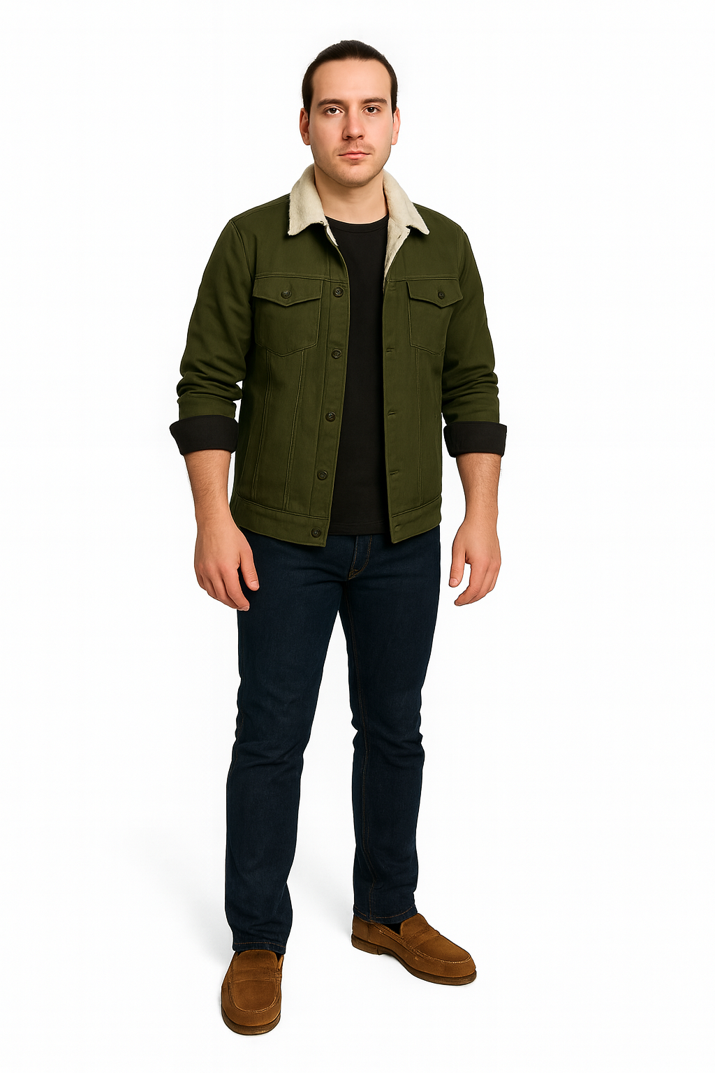 Men Regular Fit Washed Full Sleeve Toned Denim Jacket - JK-FUR-GR