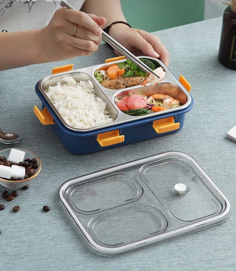 Stainless Steel Lunch Box for Kids and Adults with 3 Compartments - LUNBX-7059