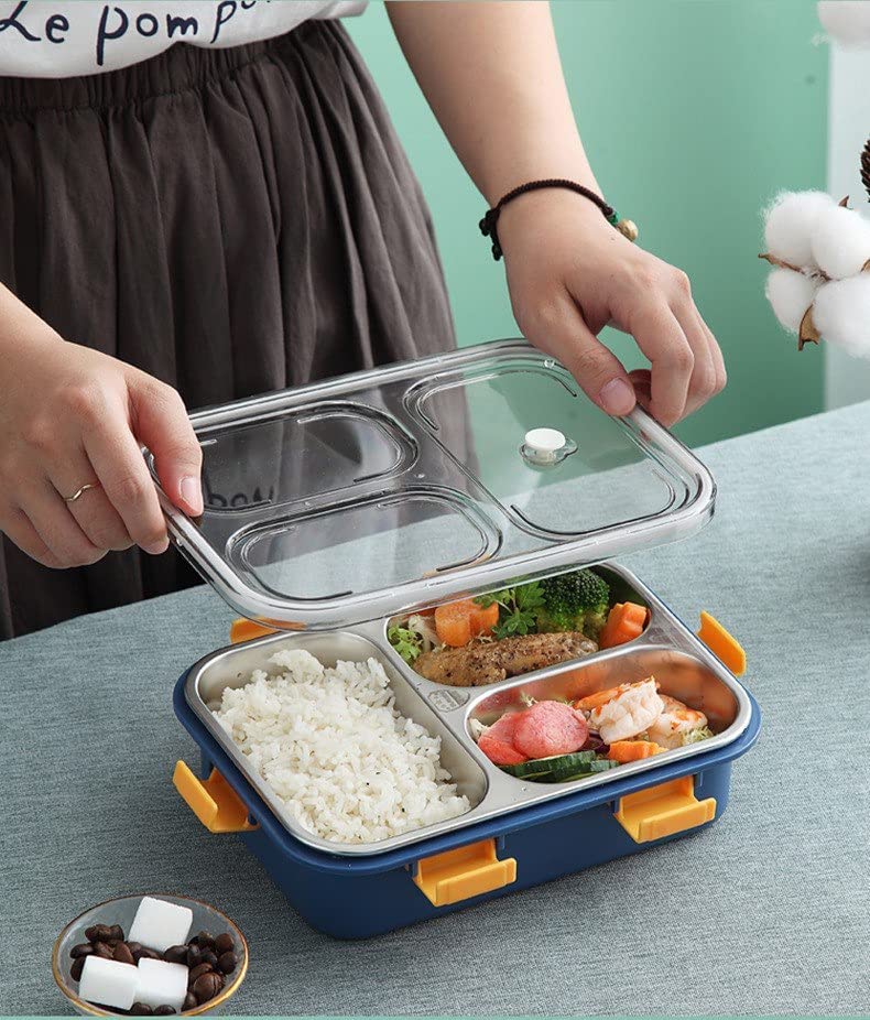 Stainless Steel Lunch Box for Kids and Adults with 3 Compartments - LUNBX-7059