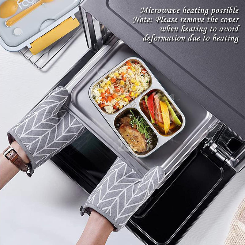 Stainless Steel Lunch Box for Kids and Adults with 3 Compartments - LUNBX-7059