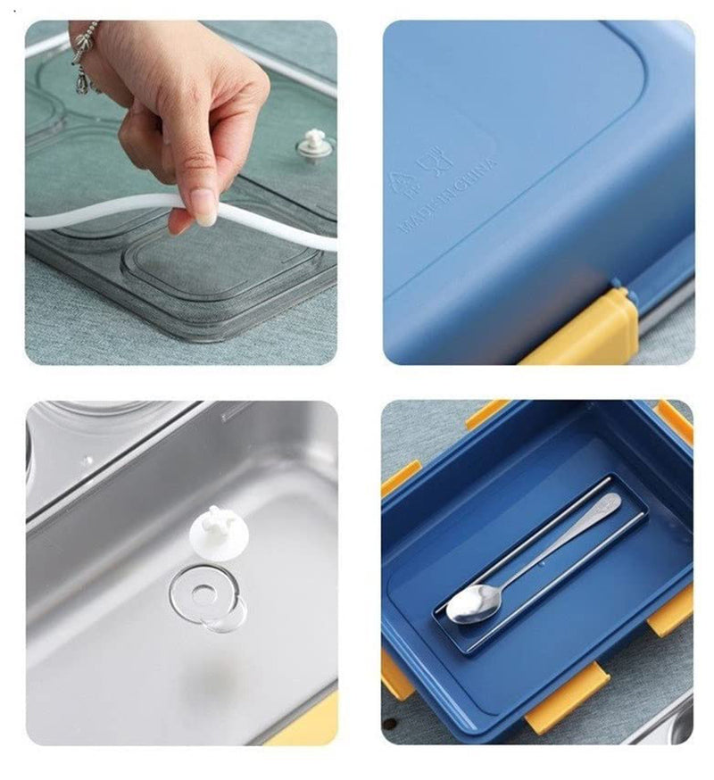 Stainless Steel Lunch Box for Kids and Adults with 3 Compartments - LUNBX-7059