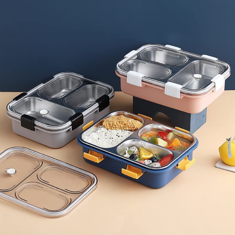Stainless Steel Lunch Box for Kids and Adults with 3 Compartments - LUNBX-7059