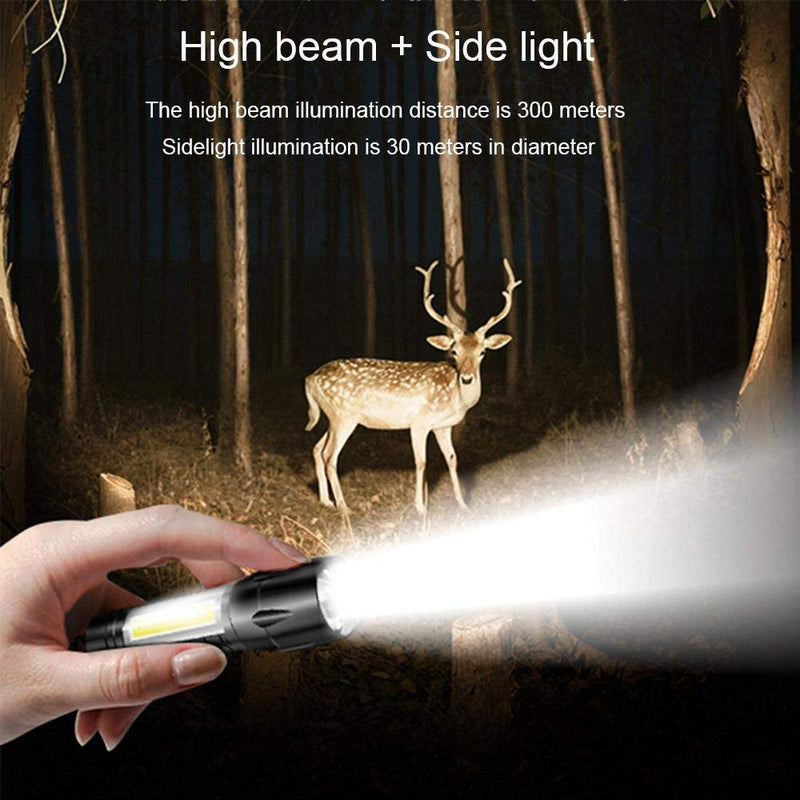 LED Flashlight with COB Light Mini Waterproof Portable LED Flashlight USB Rechargeable - MINITORCH