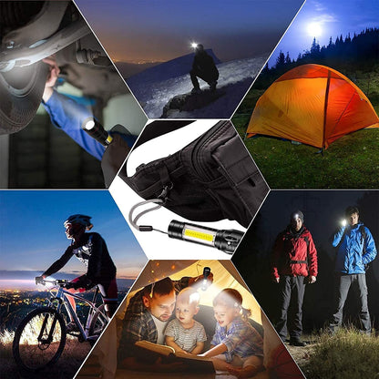 LED Flashlight with COB Light Mini Waterproof Portable LED Flashlight USB Rechargeable - MINITORCH