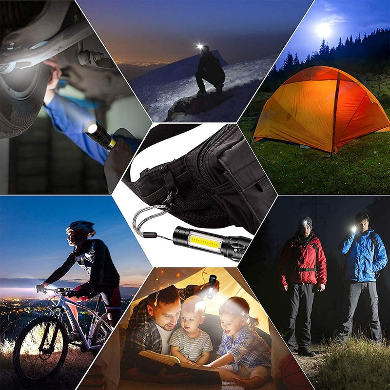 LED Flashlight with COB Light Mini Waterproof Portable LED Flashlight USB Rechargeable - MINITORCH