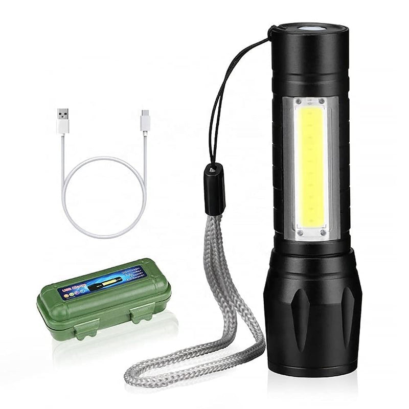 LED Flashlight with COB Light Mini Waterproof Portable LED Flashlight USB Rechargeable - MINITORCH