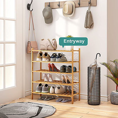 Wooden  Bamboo Shoe Racks Slipper Stand Chappal Storage Organizer Utility Racks -  WOD-SHRK