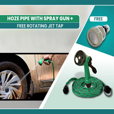 Hose Pipe with Spray Gun + Rotating Jet Tap Free