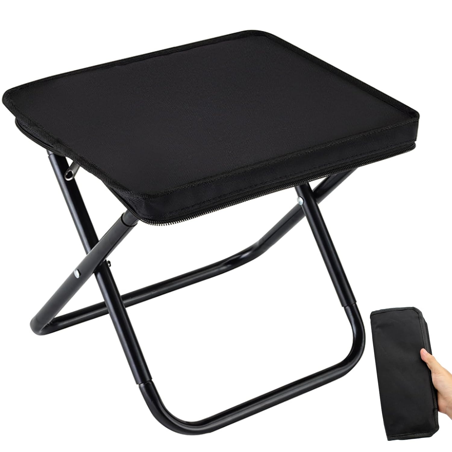Shopper52 Retractable Metal Foldable Collapsible Stool Lightweight with Load Capacity 130Kg for Camping Fishing Hiking BBQ Outdoors Indoors Kitchen - X-Chair