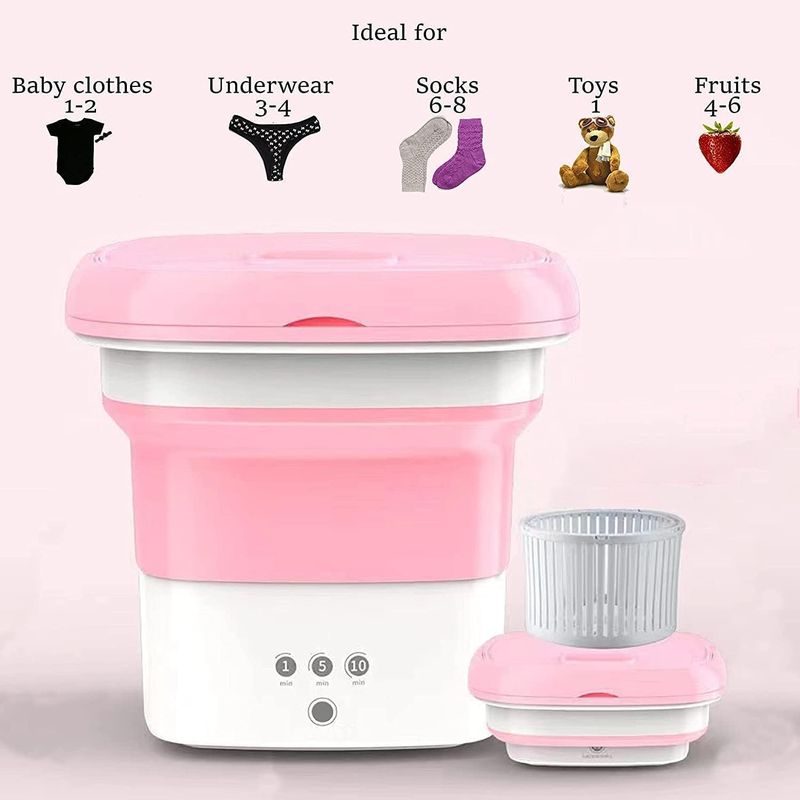 Portable Folding Mini Washing Machine – Compact Bucket Washer for Travel, Laundry & Small Clothes, Lightweight Electric Washer for Underwear, Baby Clothes & Socks (WASHMACH)
