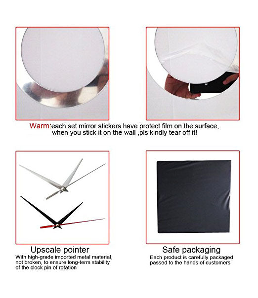 DIY Wall Clock 3D Sticker Home Office Decor 3D Wall Clock (Covering Area:45*56cm) - 0434S