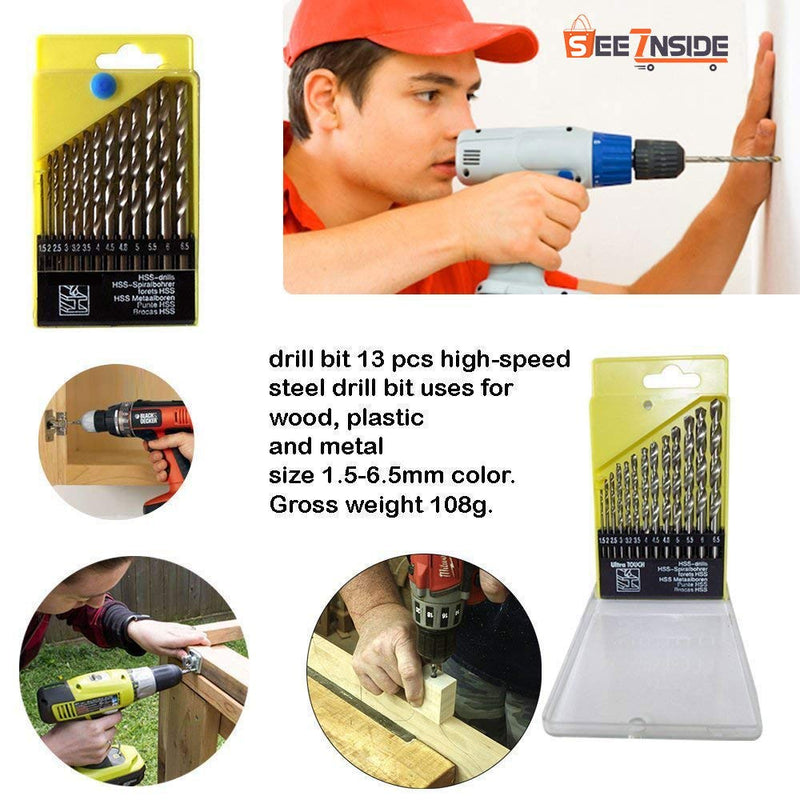 Powerful Drill Machine with 13 Pieces Drill Bit Set and 21Pc Screwdriver Socket Set - DRL13BSNP