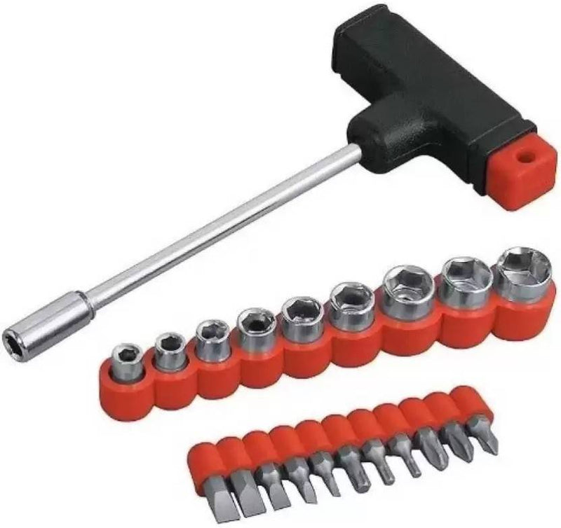 Powerful Drill Machine with 13 Pieces Drill Bit Set and 21Pc Screwdriver Socket Set - DRL13B21PC