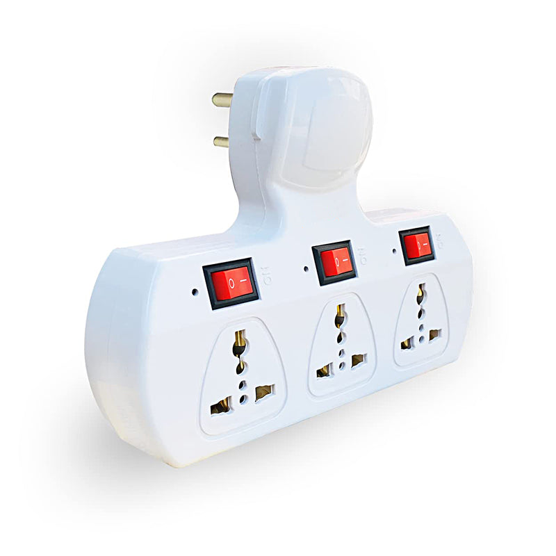 Multi Plug Point 3+3 Universal Socket Adaptor with Led Indicator & Individual Switch, 6 Amp Cordless - 3-3SOCKET