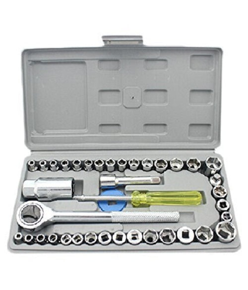 Powerful Drill Machine with 13 Pieces Drill Bit Set and 21Pc Screwdriver Socket Set - DRL13B40PC