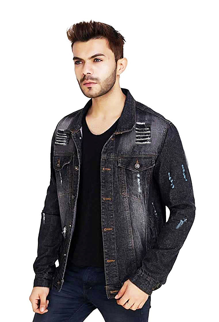 Men Regular Fit Washed Full Sleeve Toned Denim Jacket