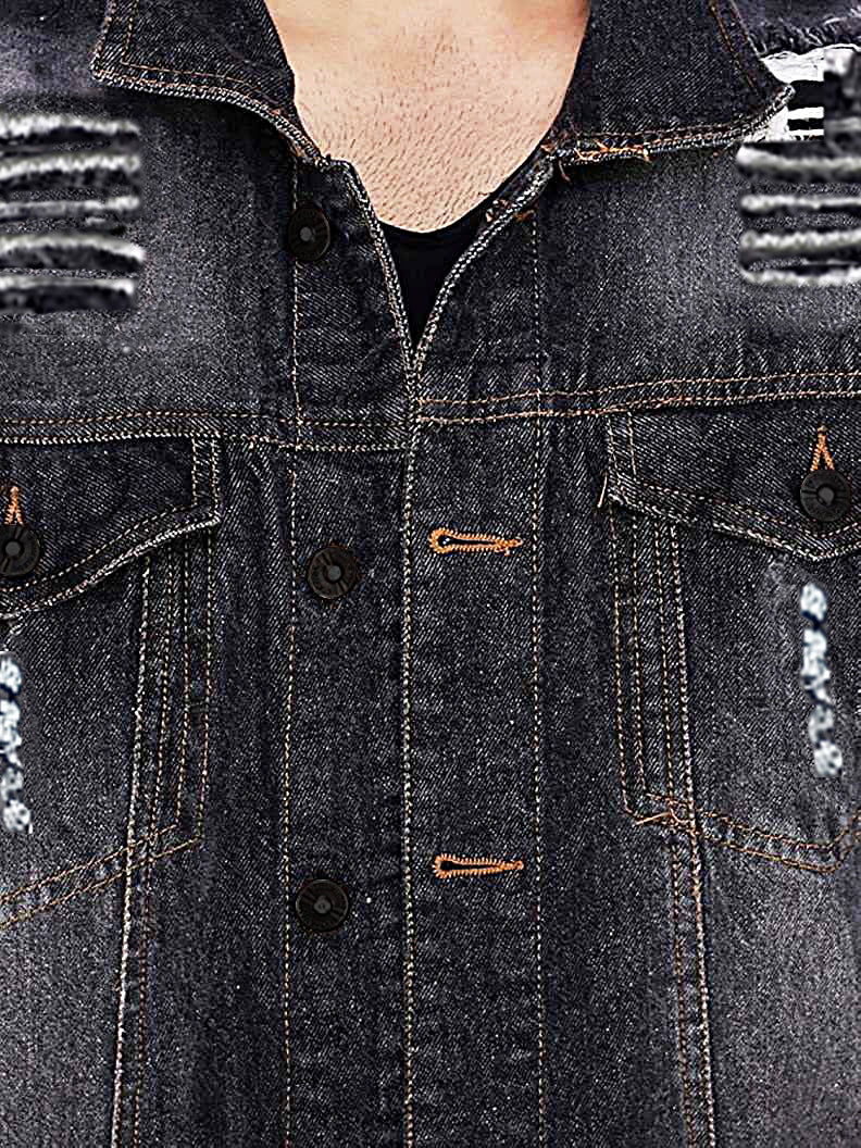 Men Regular Fit Washed Full Sleeve Toned Denim Jacket