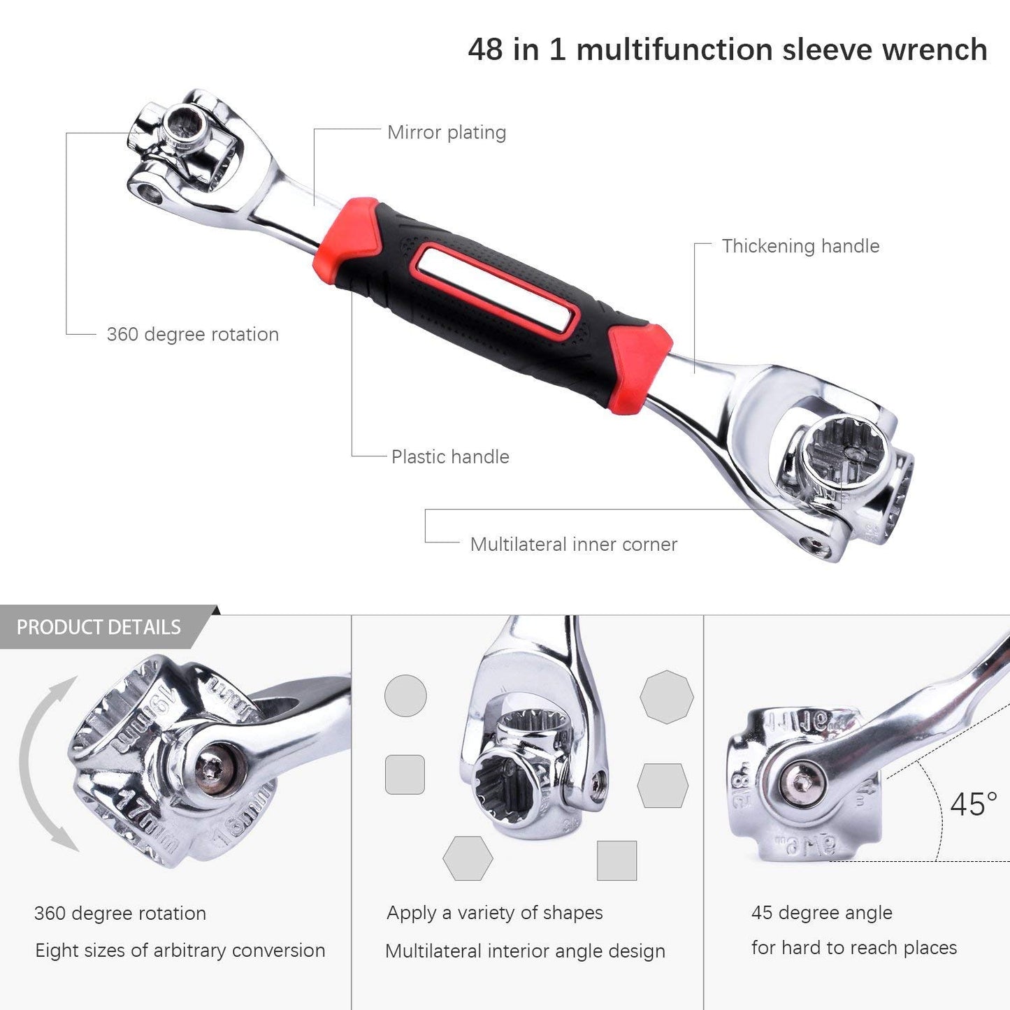 10mm Powerful Electric Drill Machine with 9Pcs Drill Bit Set, 40PC Screwdriver Set and 48in1 Wrench Spanner Set