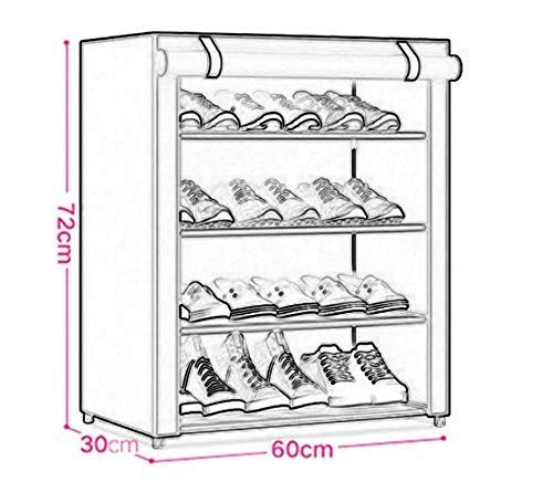 4 Layer Storage Cum Shoe Rack with Wardrobe Cover Shoe Rack, Portable Folding Shoe Rack - 4SHRK