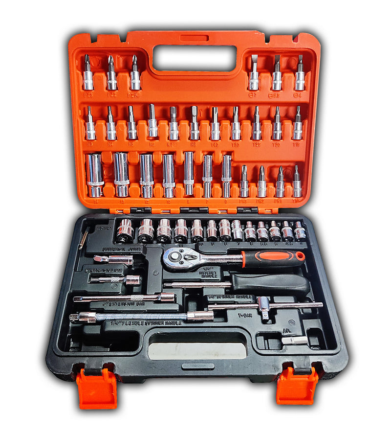 Hand Toolkit Premium Socket Hex Wrench Tool Set 1/4 Drive Socket Set - 53 pcs – 53PCTK