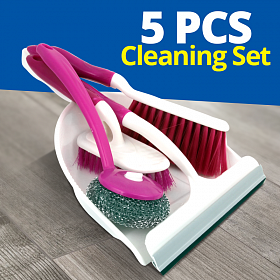 Set of 5 pcs Broom Brush Set with Dustpan and Wiper Cleaning Set for Home Office and Car - 5PCBROOMSET