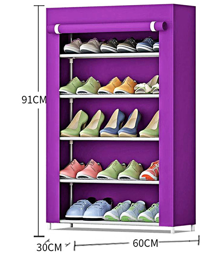 6 Layer Storage Cum Shoe Rack with Wardrobe Cover Shoe Rack - 6LYRACK