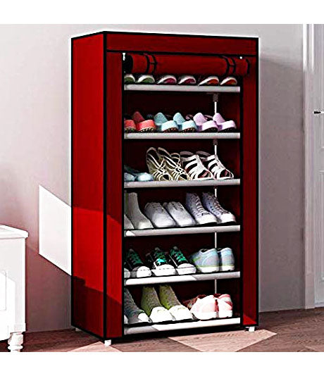 6 Layer Storage Cum Shoe Rack with Wardrobe Cover Shoe Rack - 6LYRACK