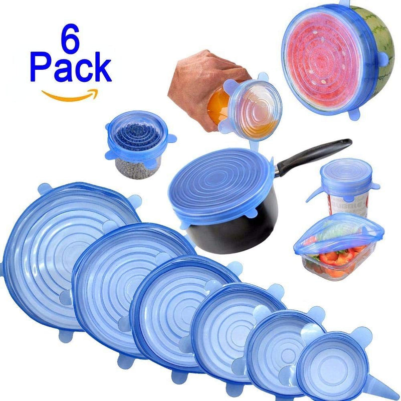 Set of 6 Pcs Silicone Stretchable Lids Flexible Covers for Rectangle Round Square Cover - 6PCFOODCOVER