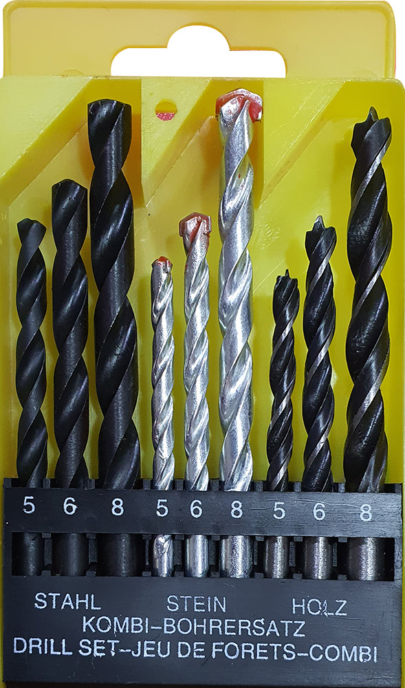 Shopper52 Drill Bit Set, 9 Size Bits for Electric Manual Drilling Machine for Wall, Iron, and Wood - 9PCBIT