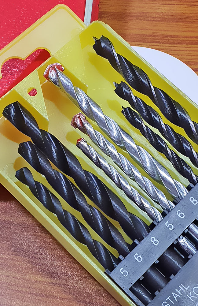 Shopper52 Drill Bit Set, 9 Size Bits for Electric Manual Drilling Machine for Wall, Iron, and Wood - 9PCBIT