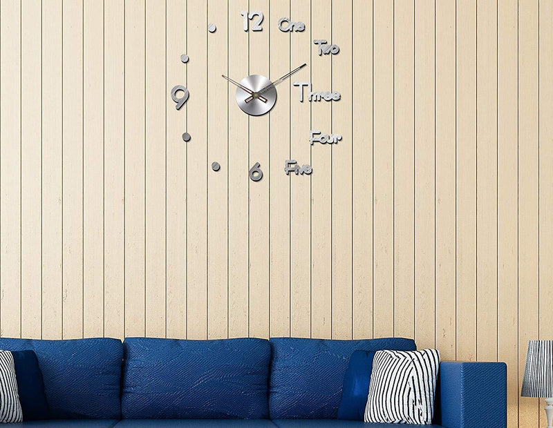 Acrylic DIY Frameless 3D Mirror Sticker Large Wall Clock for Home Office Decorations (Black) - AL050-S