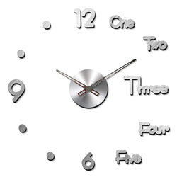 Acrylic DIY Frameless 3D Mirror Sticker Large Wall Clock for Home Office Decorations (Black) - AL050-S